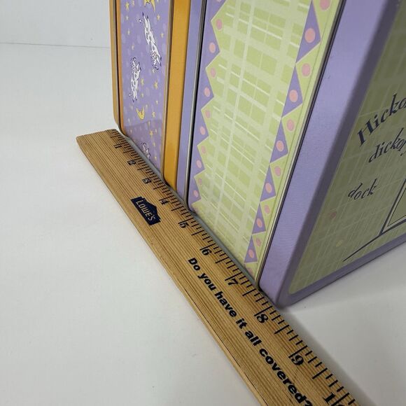 2 Vintage Metal Lunch Boxes Hey Diddle Hickory Dickory Dock Nursery Rhymes 90s - Picture 10 of 16